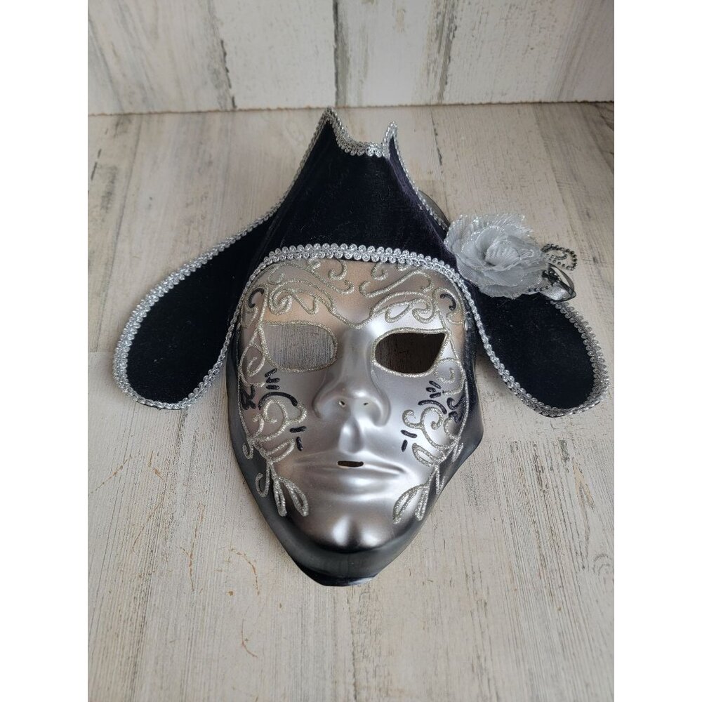Venetian mask sliver black AS IS masquerade Halloween costume